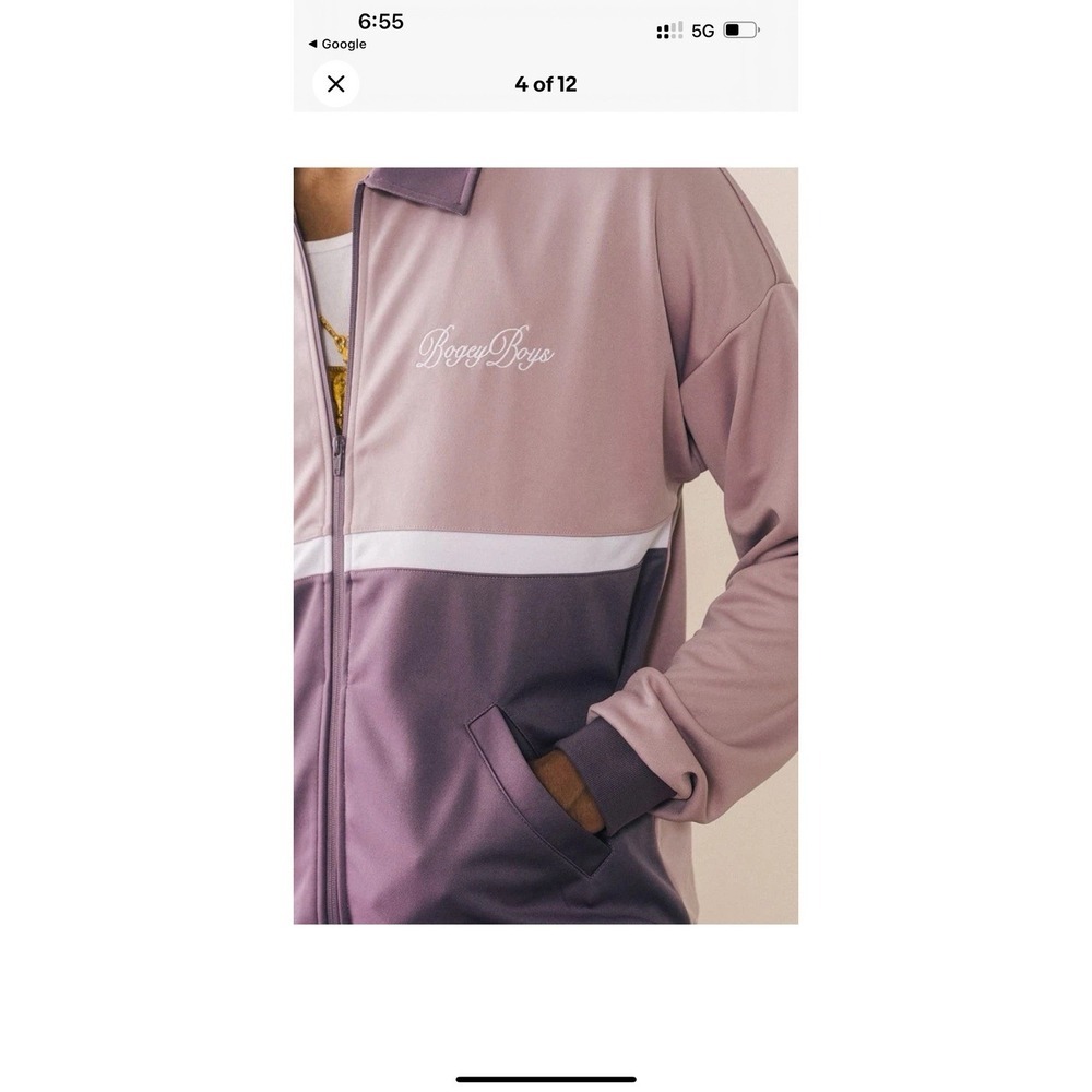 Bogey Boys Mens Colorblock Track Jacket Purple‎ Mauve Full Zip Golf Small